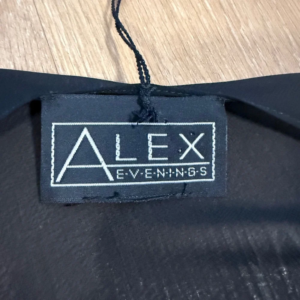 Alex Evenings Black Sheer Chiffon Ruffle Shawl Wrap Whimsygoth Witchy One Size